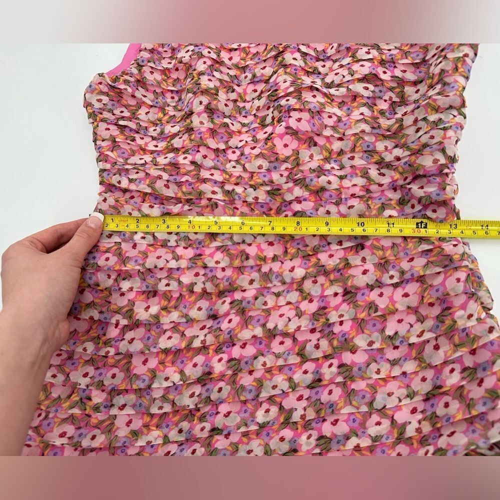 ASTR Darline One Shoulder Mini Dress in Pink Floral Size Medium - Picture 12 of 13